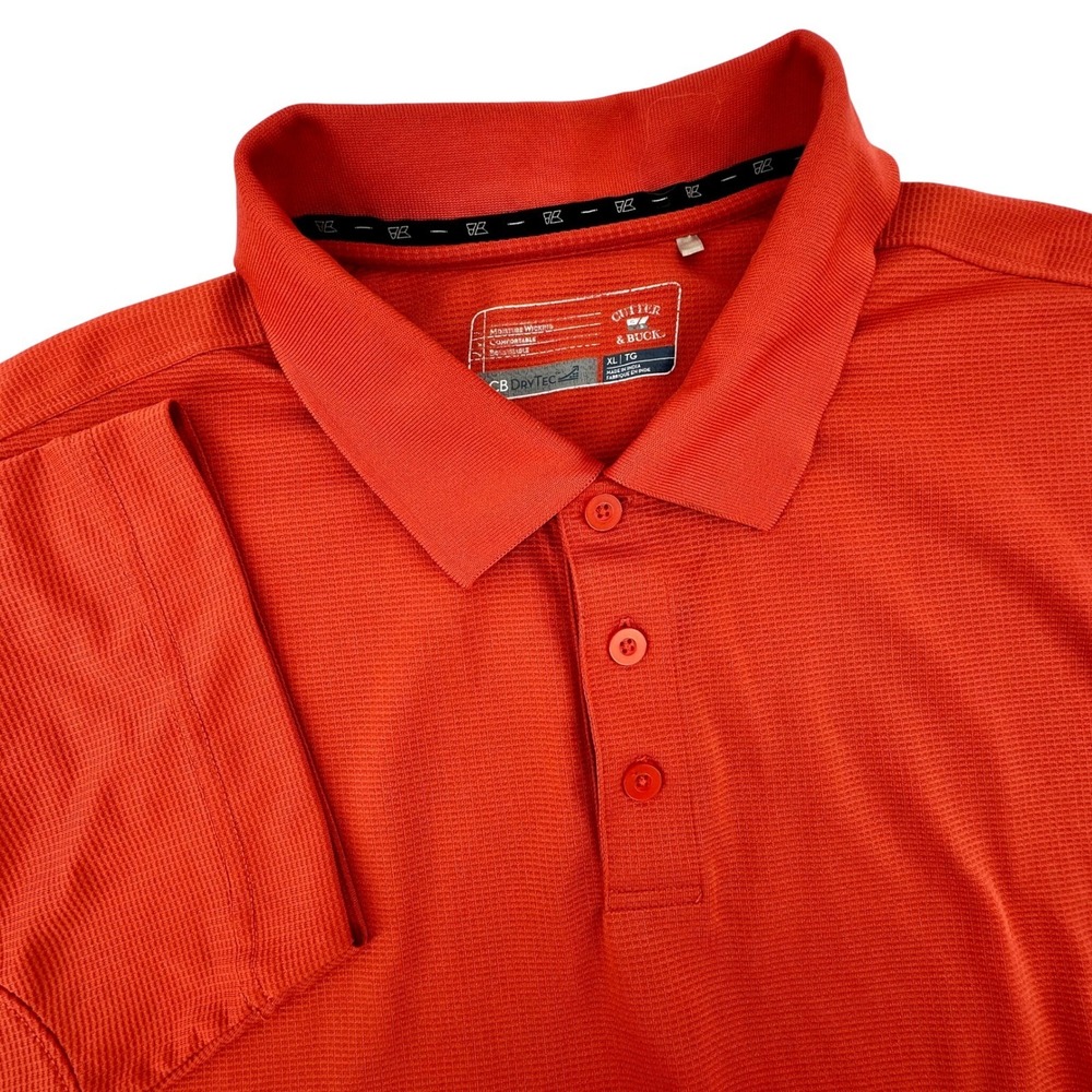Cutter & Buck Men XL Orange CB DryTec Moisture Wicking Golf Polo Shirt Short Slv